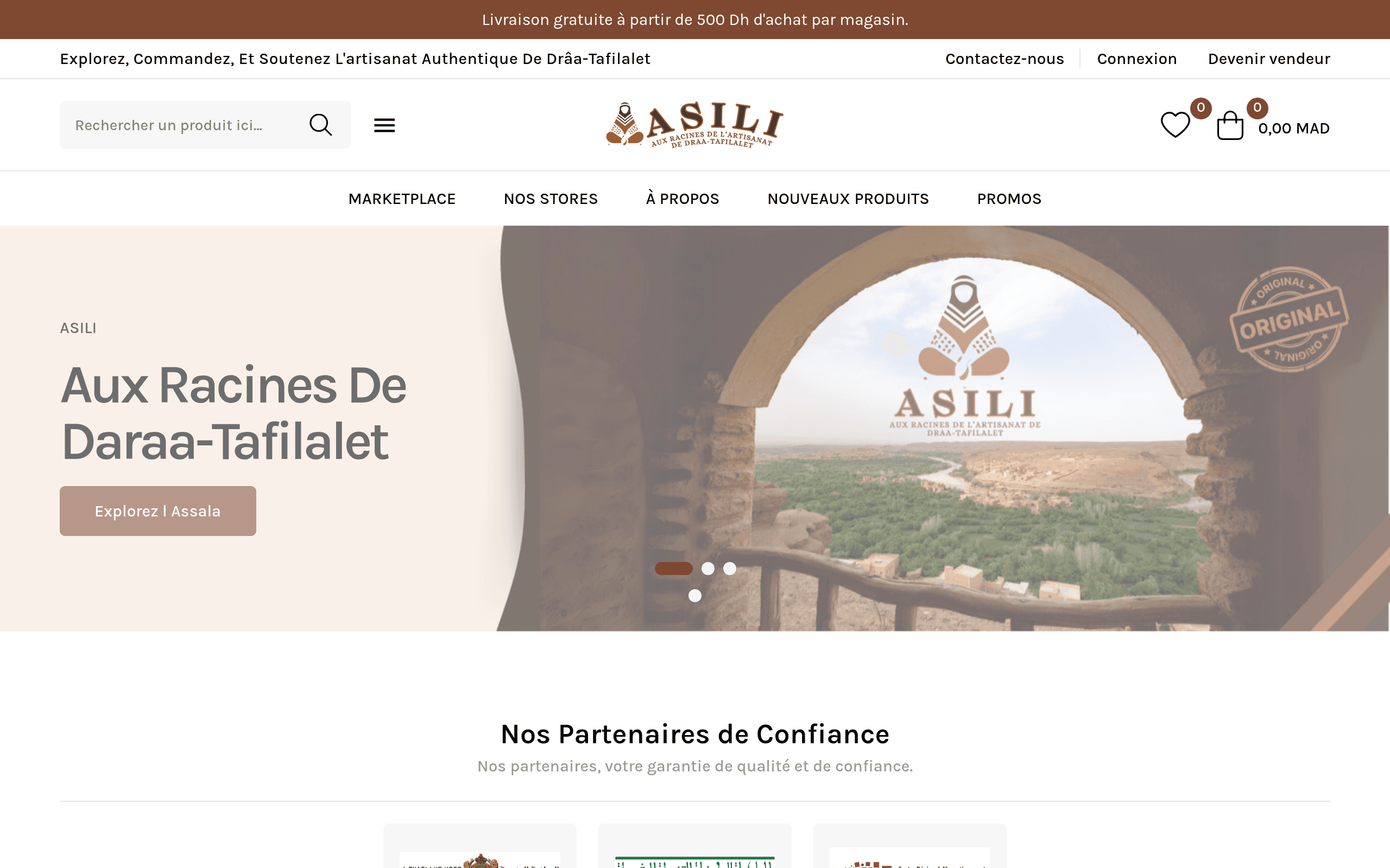 Aperçu de la plateforme web et mobile Asili Marketplace (Marketplace Artisanat & Commerce Équitable)