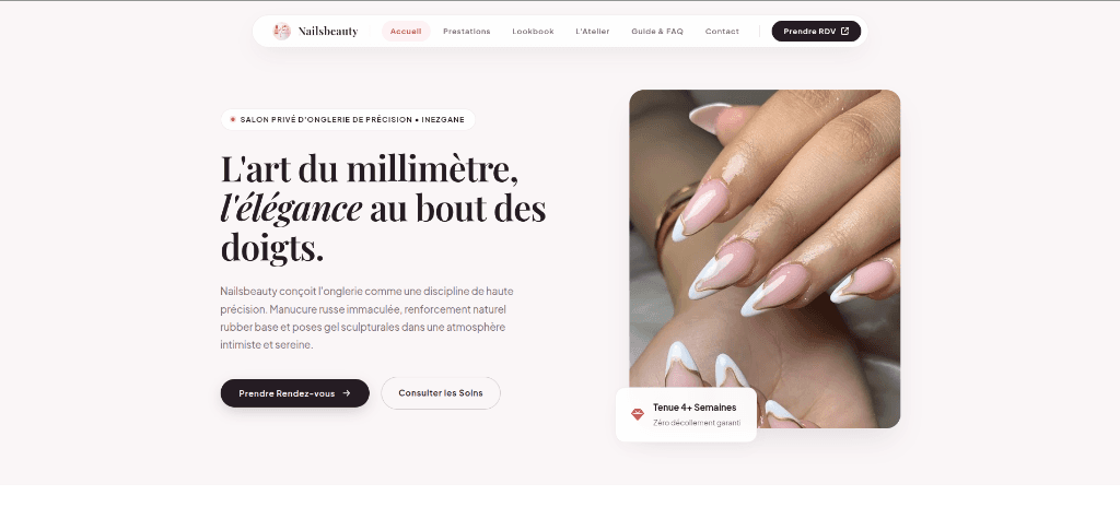 Aperçu de la plateforme web et mobile Nailsbeauty by Najat (Salon Privé & Beauté Haut de Gamme)